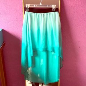 Ombré teal high-low skirt